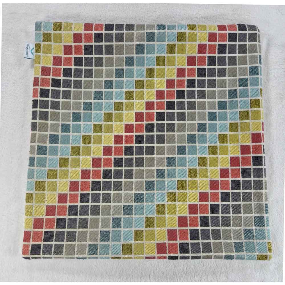 Westex Throw Pillow Cover 18x18 Multi-Color Geometric Grid Woven Polyester